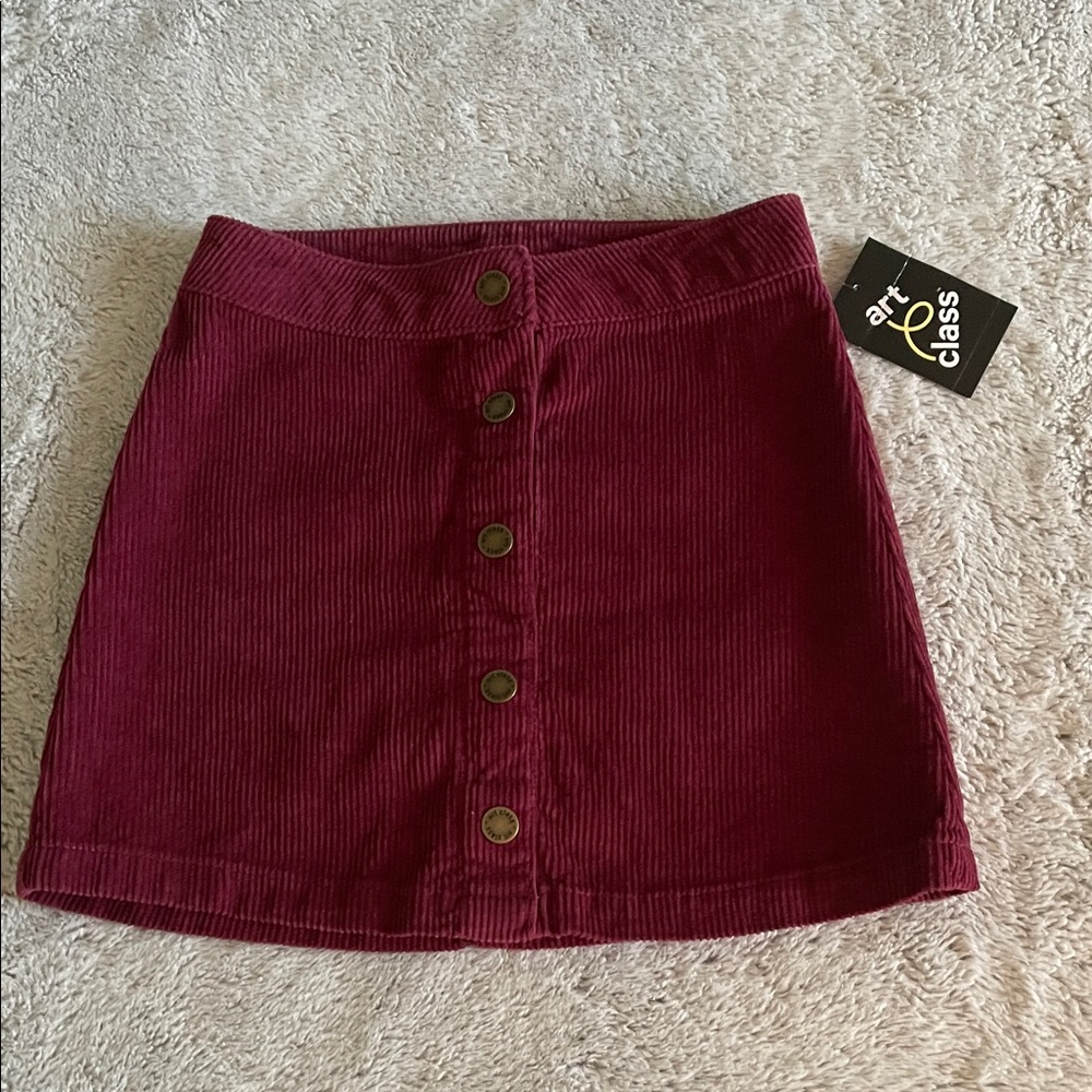 Art Class Maroon Button-Front Mini Skirt SZ 7/8  NWT